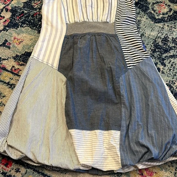 Desigual Patchwork Denim Zipper Dress Blue White EU 40 Large B16 - Picture 8 of 10